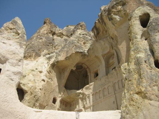 A huge church carved into the rocks