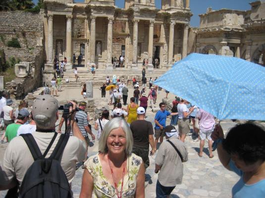 me in front of the library of celsus ~ i love books:-)